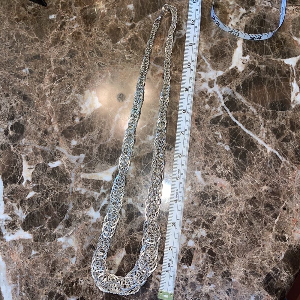 Silver tone multi- chain metal necklace - Picture 6 of 9